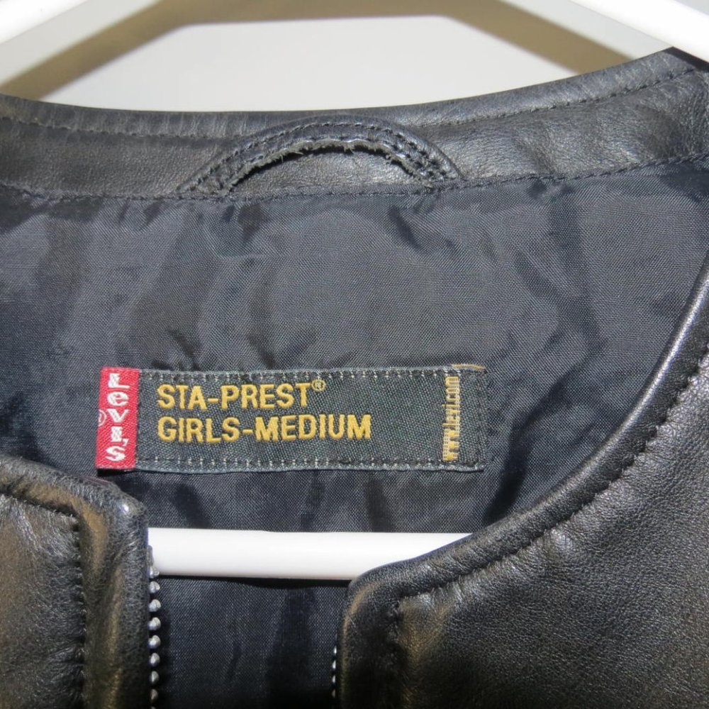 LEVI'S - VINTAGE - 1990'S STA-PREST LEATHER JACKET - SIZE MED - Picture 9 of 13